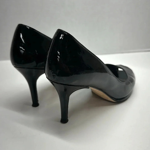 Stuart Weitzman Heels High Heel Pumps Shoe Peep Toe Shiny Patent Leather Black 8 - Picture 4 of 11